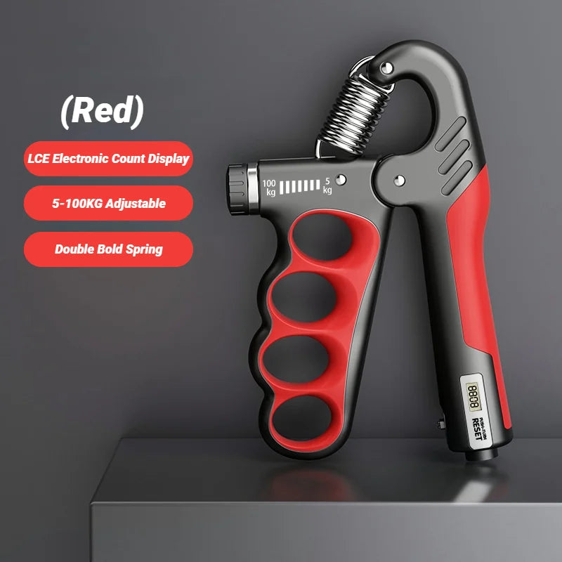 Adjustable Hand Grip Strengthener, 5–100kg Resistance with Digital Counter