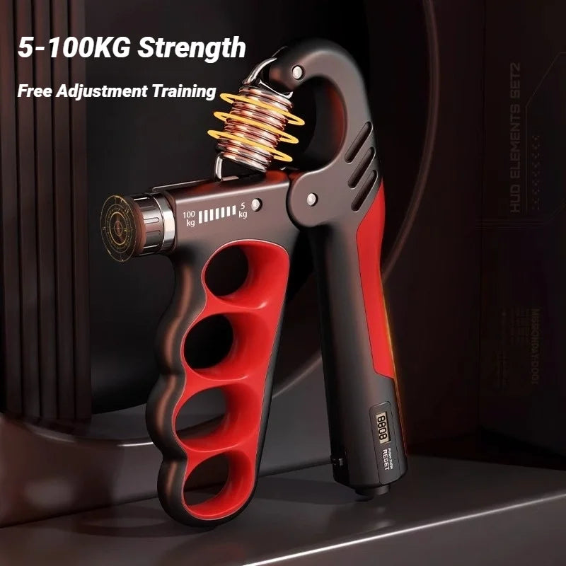 Adjustable Hand Grip Strengthener, 5–100kg Resistance with Digital Counter