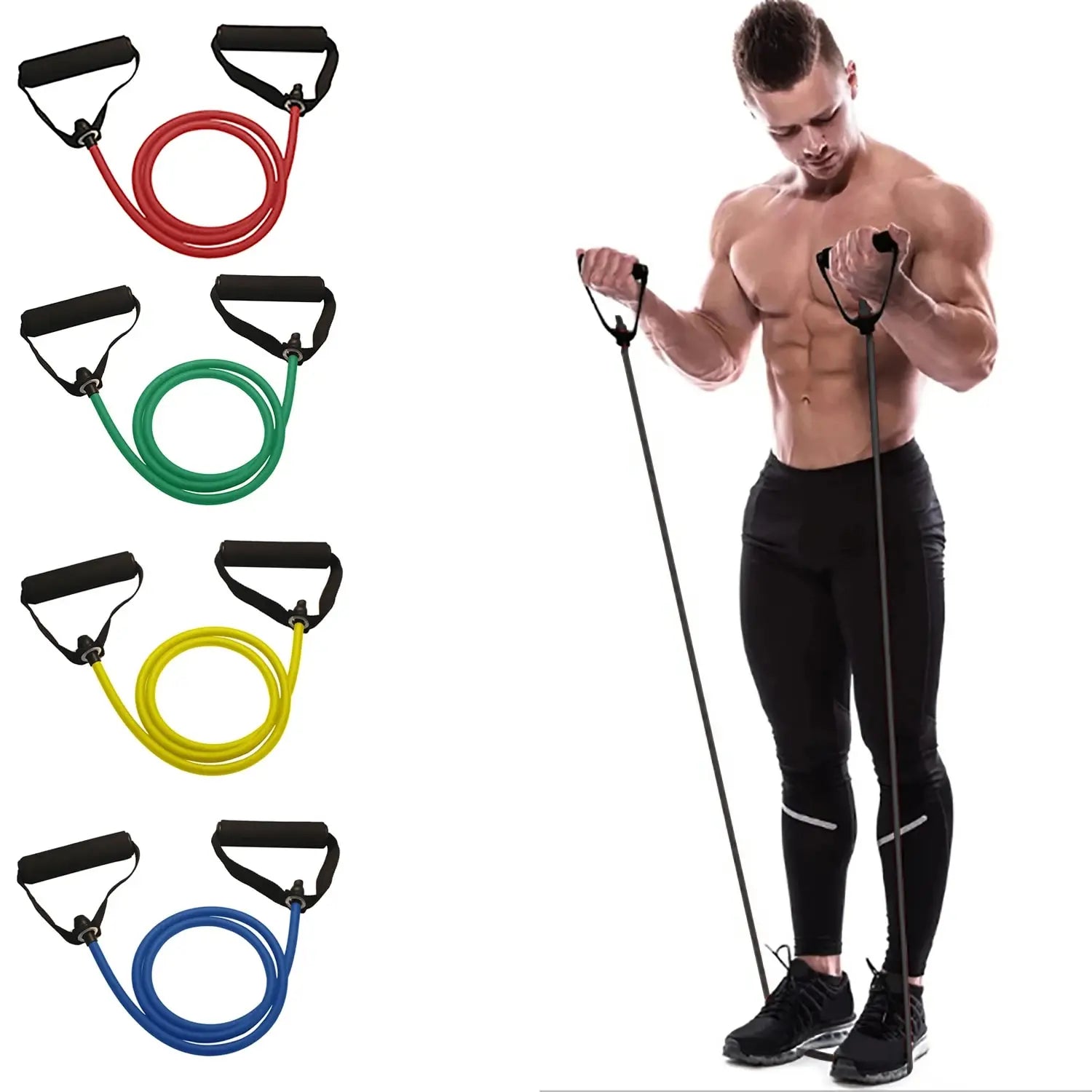 Resistance Bands with Handles, Home Workout Exercise Bands for Strength Training and Fitness