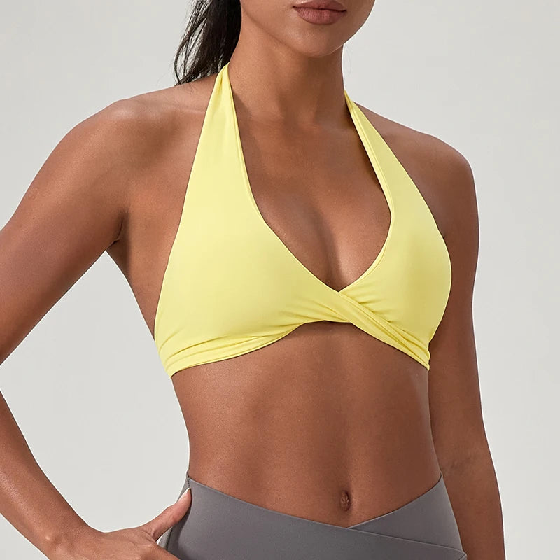 Women’s Halter Neck Sports Bra, Supportive Fitness & Training Bra