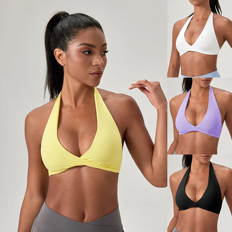 Women’s Halter Neck Sports Bra, Supportive Fitness & Training Bra