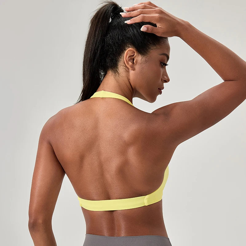 Women’s Halter Neck Sports Bra, Supportive Fitness & Training Bra