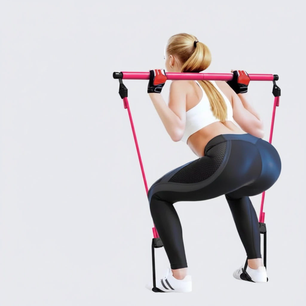 Pilates Bar Kit, Adjustable Fitness Stick with Resistance Bands