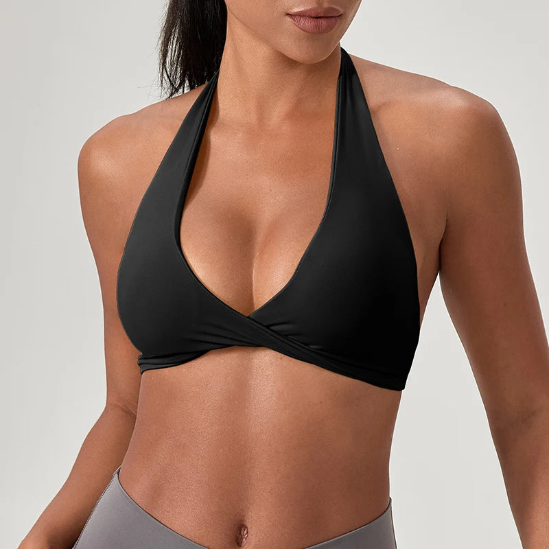 Women’s Halter Neck Sports Bra, Supportive Fitness & Training Bra