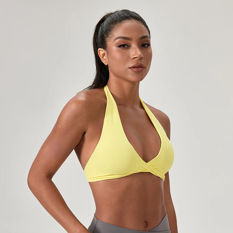 Women’s Halter Neck Sports Bra, Supportive Fitness & Training Bra