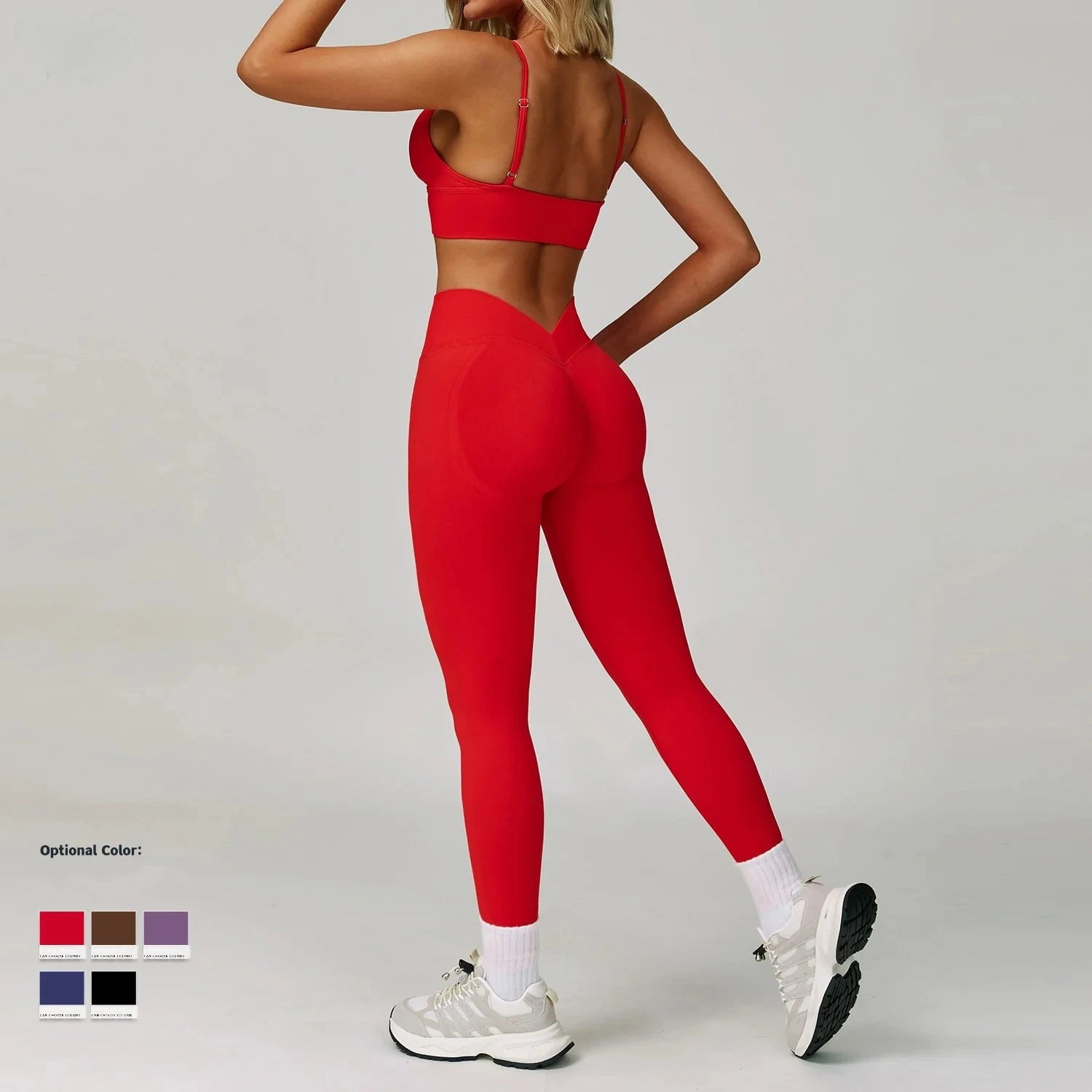 Women’s 2-Piece Gym Set, Sports Bra & High-Waist Leggings/Shorts