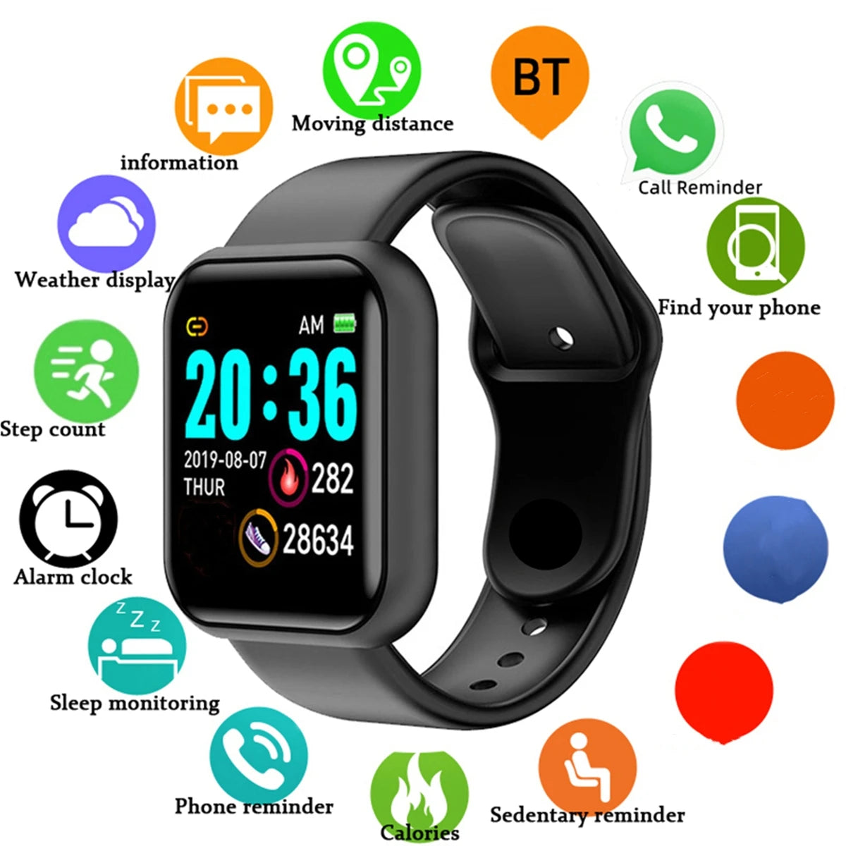 Smartwatch for Men & Women, Fitness Tracker with Notifications for Android & iOS
