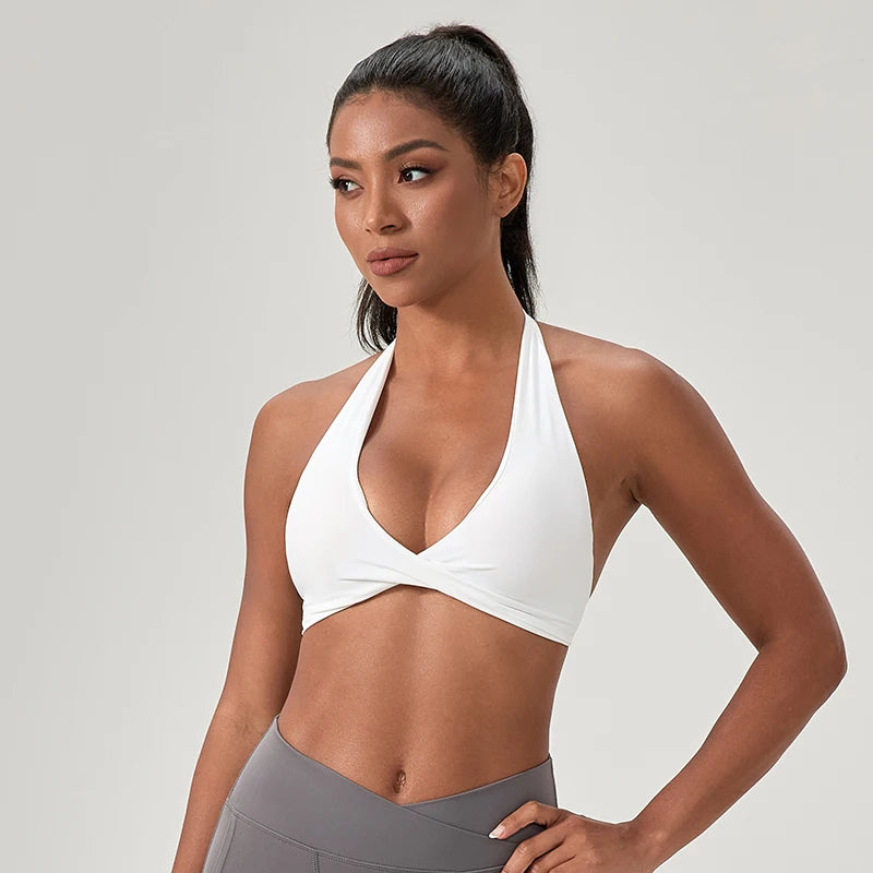 Women’s Halter Neck Sports Bra, Supportive Fitness & Training Bra