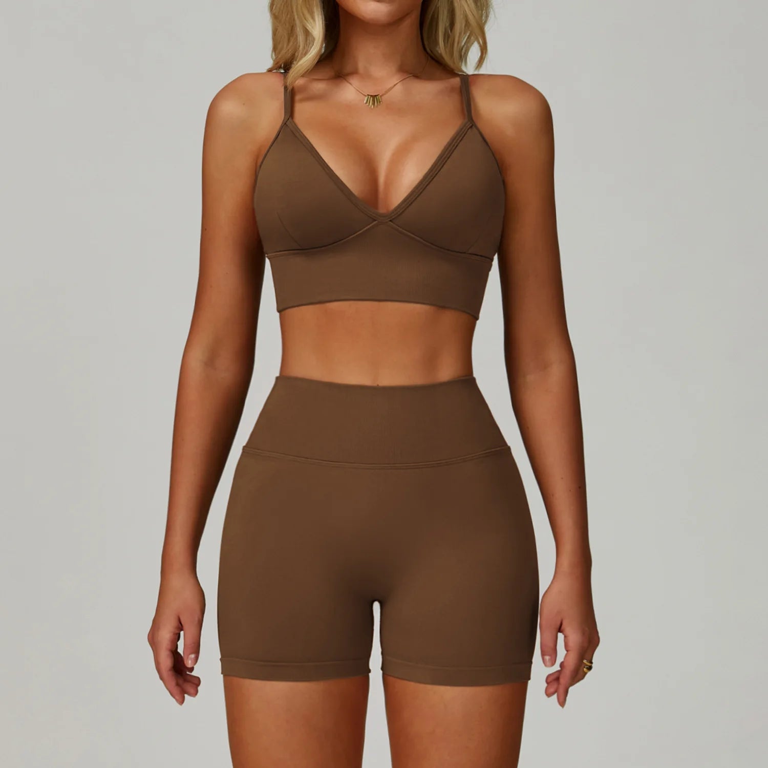 Women’s 2-Piece Gym Set, Sports Bra & High-Waist Leggings/Shorts