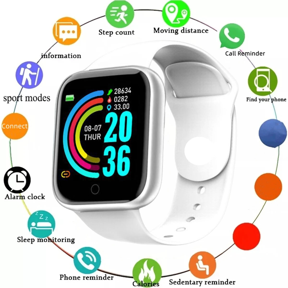 Smartwatch for Men & Women, Fitness Tracker with Notifications for Android & iOS