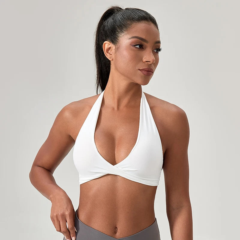 Women’s Halter Neck Sports Bra, Supportive Fitness & Training Bra