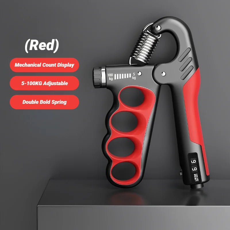 Adjustable Hand Grip Strengthener, 5–100kg Resistance with Digital Counter