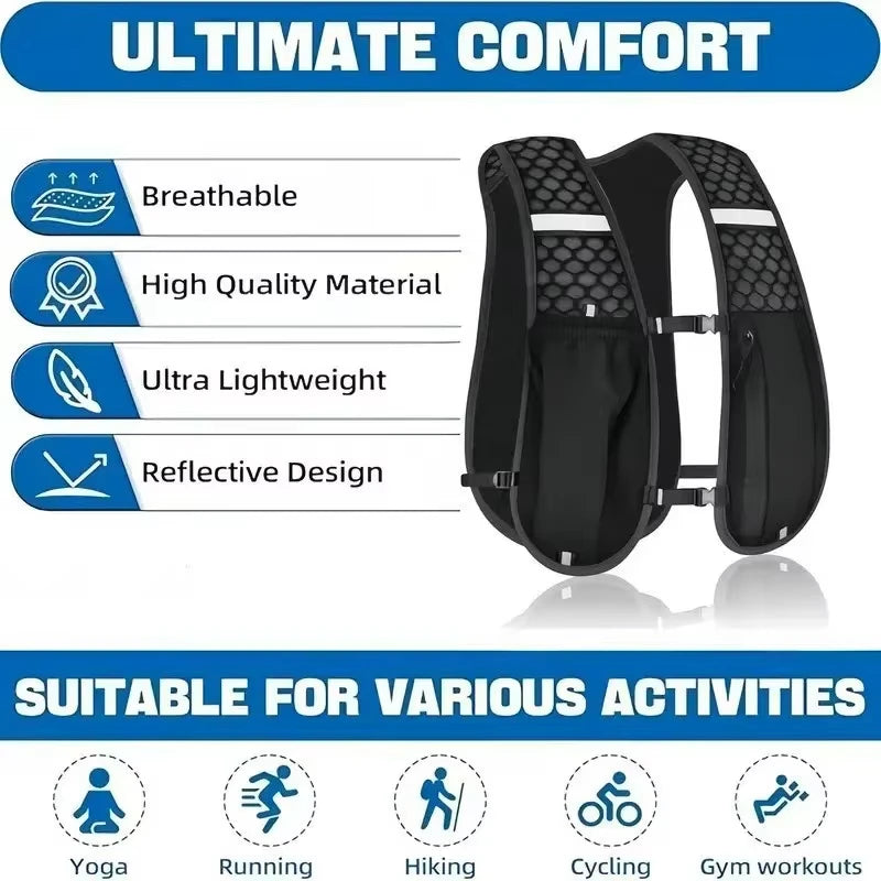 Running Hydration Vest, Lightweight Water-Resistant Backpack for Running & Hiking