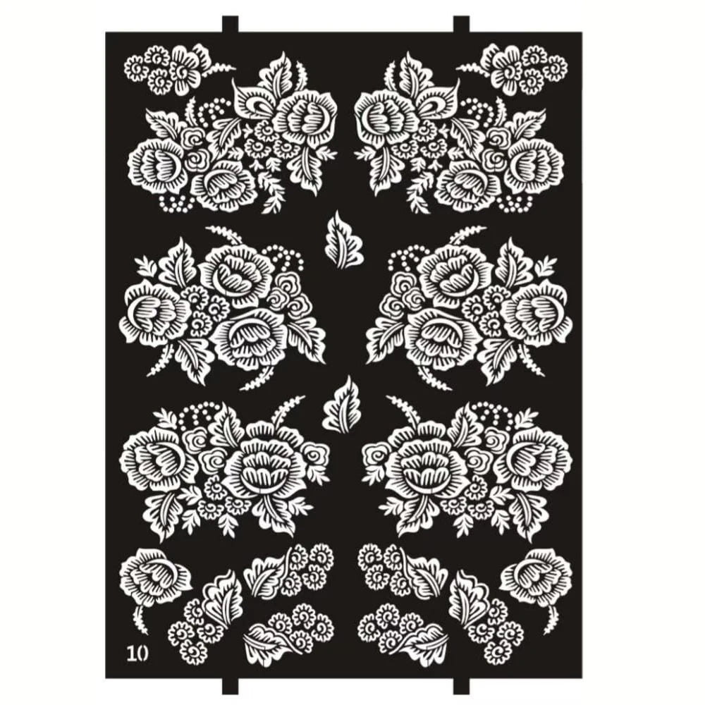 Floral Tattoo Stencils, Reusable Body Art & Henna Design Templates