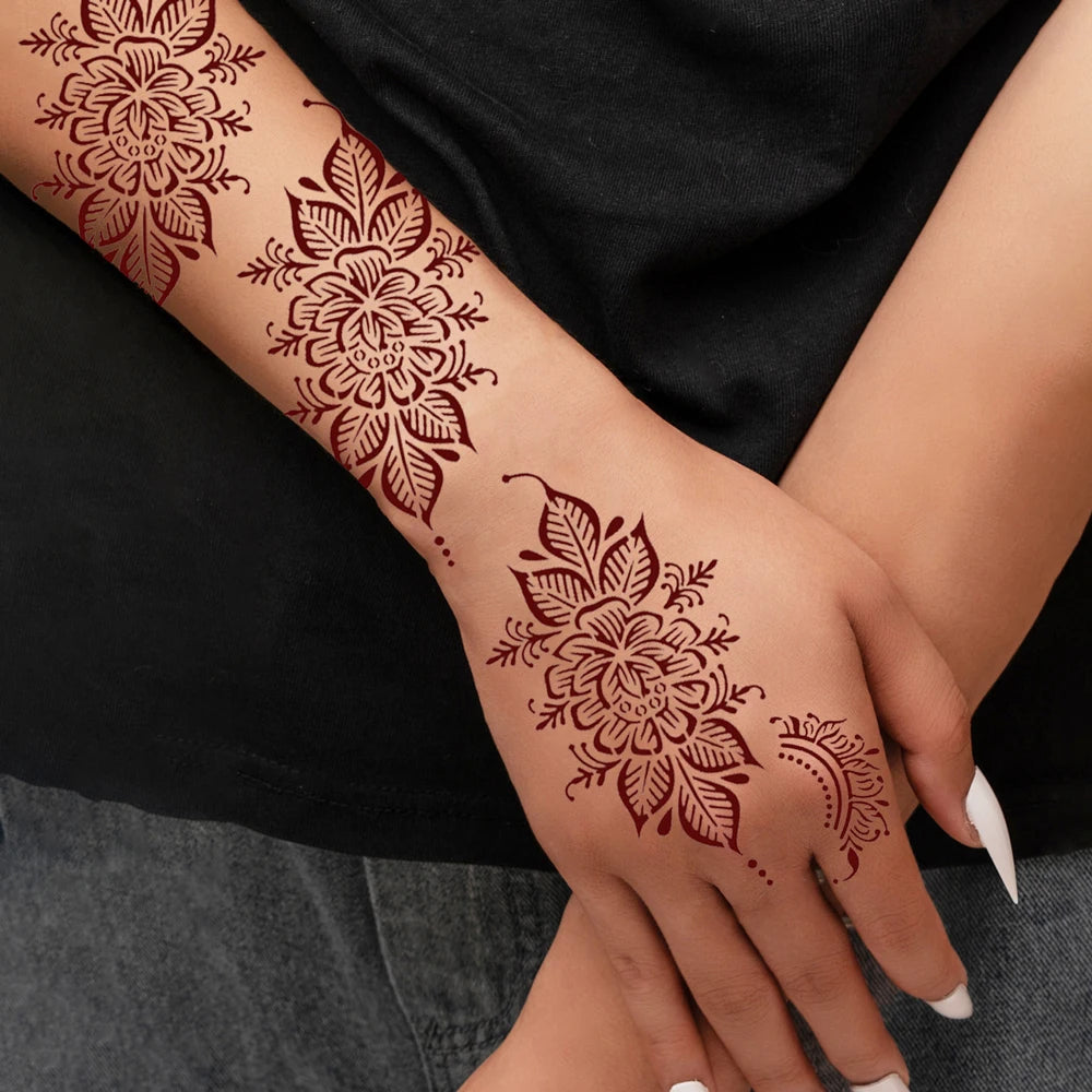 Floral Tattoo Stencils, Reusable Body Art & Henna Design Templates