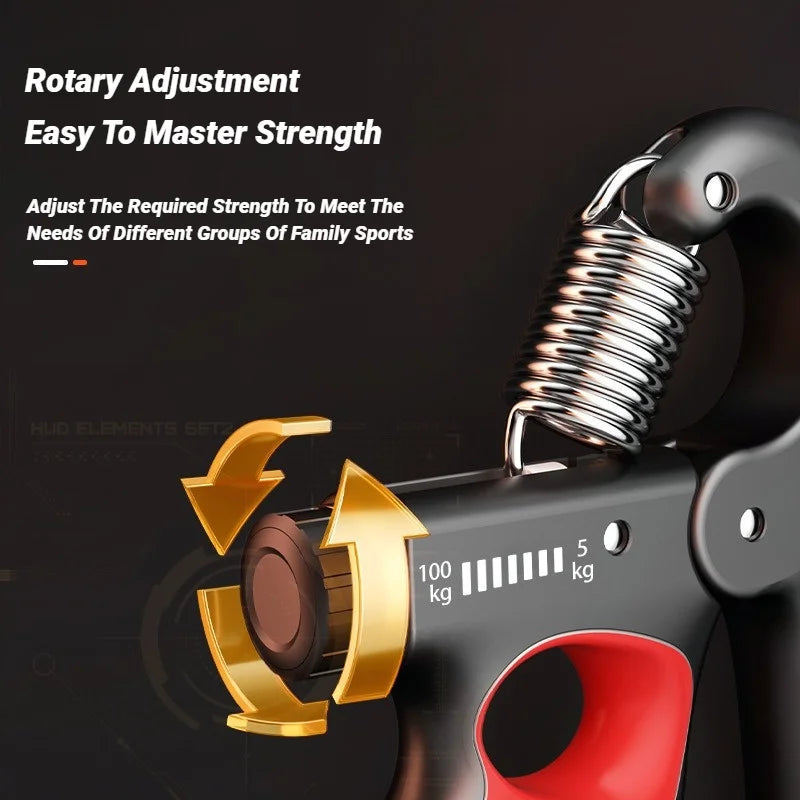 Adjustable Hand Grip Strengthener, 5–100kg Resistance with Digital Counter