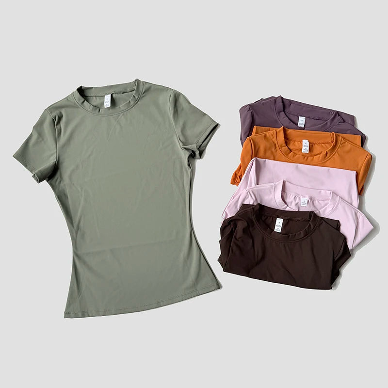 Women’s Seamless Yoga Top, Short Sleeve Fitness & Training T-Shirt