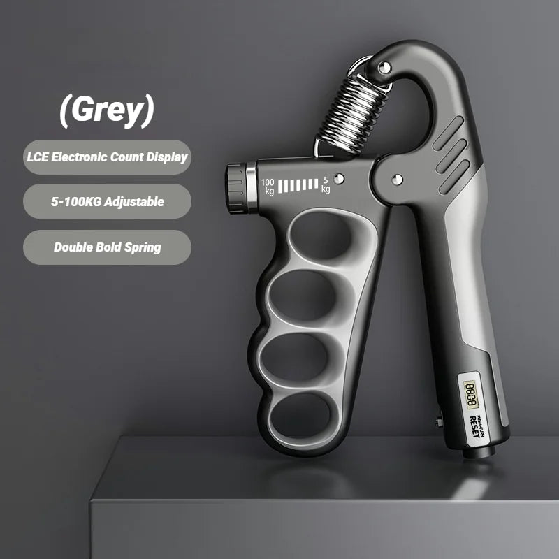 Adjustable Hand Grip Strengthener, 5–100kg Resistance with Digital Counter