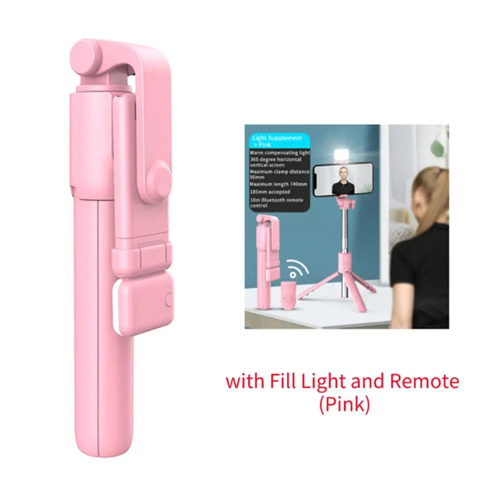 Bluetooth Selfie Stick Tripod, Extendable Phone Stand with Remote & Fill Light