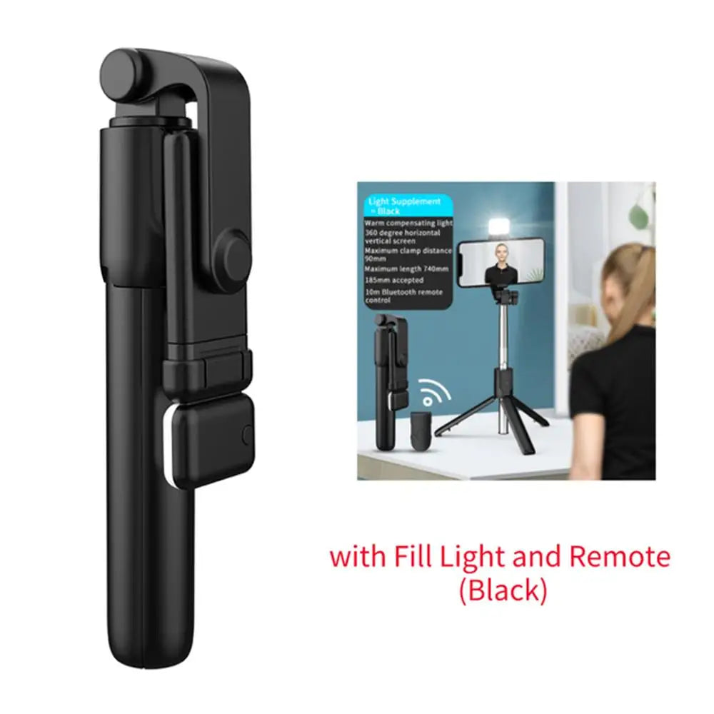 Bluetooth Selfie Stick Tripod, Extendable Phone Stand with Remote & Fill Light