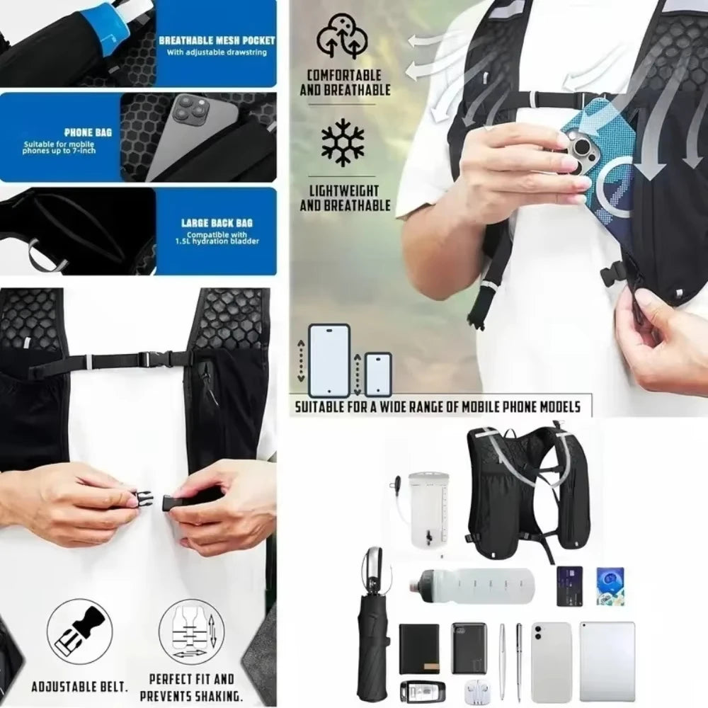 Running Hydration Vest, Lightweight Water-Resistant Backpack for Running & Hiking