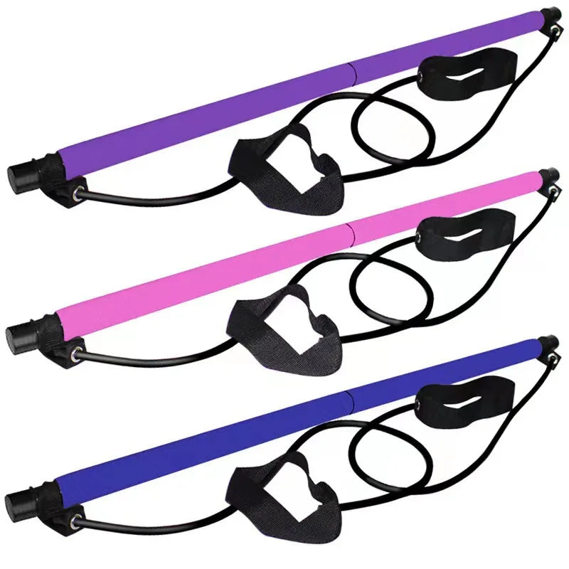 Pilates Bar Kit, Adjustable Fitness Stick with Resistance Bands