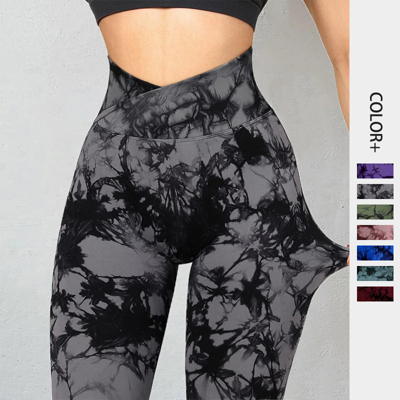 Seamless Tie Dye Leggings Women Yoga Pants Push up Sport Fitness Running Gym Leggings